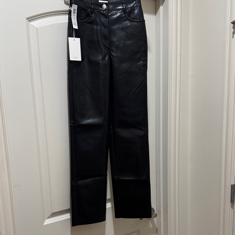 Aritzia Black Straight Leg Women's faux leather Jeans